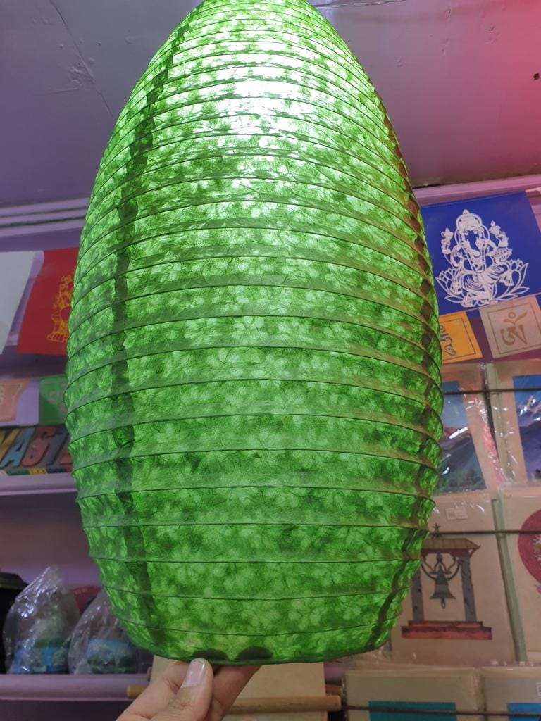 green-oval-paper-lampshade