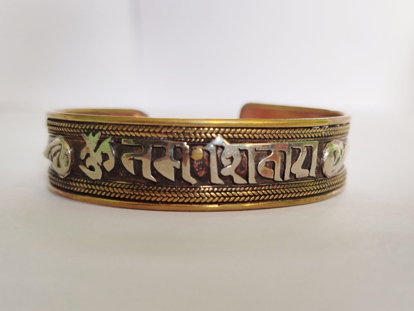 Hand Forged 100% Pure Copper Bracelet. Solid Copper Arthritis Relief Bracelet. Fashion Handmade, OM NAMAH SHIVAYE, White metal