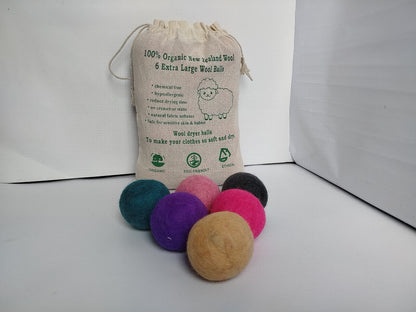 Wool Dryer Balls - Set of 6 - Large eco friendly natural wool tumble dryer balls - unscented handmade