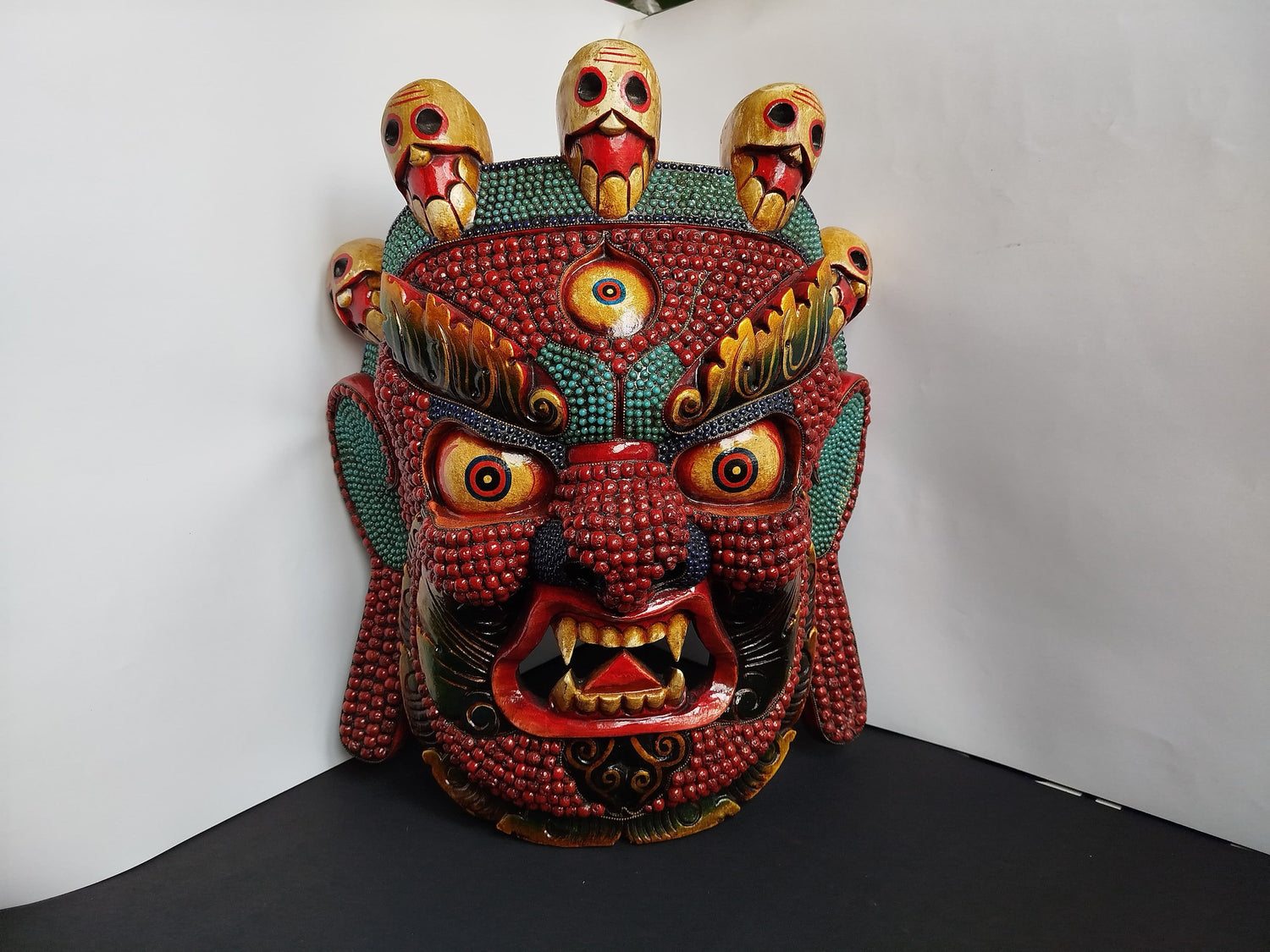 magnificent-nepal-turquoise-coral-bhairab wooden mask 1