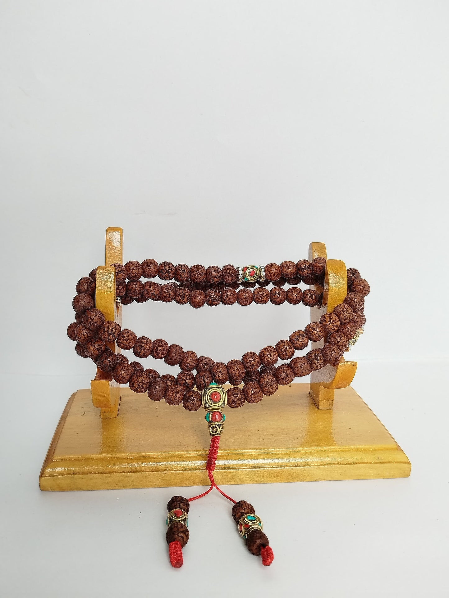 Rudraksha Buddhist Japa Mala 108+1 with Guru beads, Tibetan Rudraksha Rosary 108 beads, Handmade meditation mala Rudraksha mala