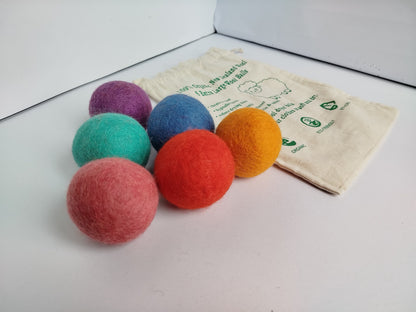 Wool Dryer Balls - Set of 6 - Large eco friendly natural wool tumble dryer balls - unscented handmade