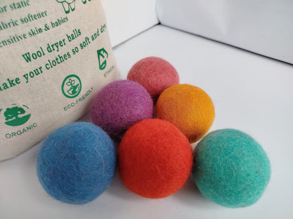 Wool Dryer Balls - Set of 6 - Large eco friendly natural wool tumble dryer balls - unscented handmade