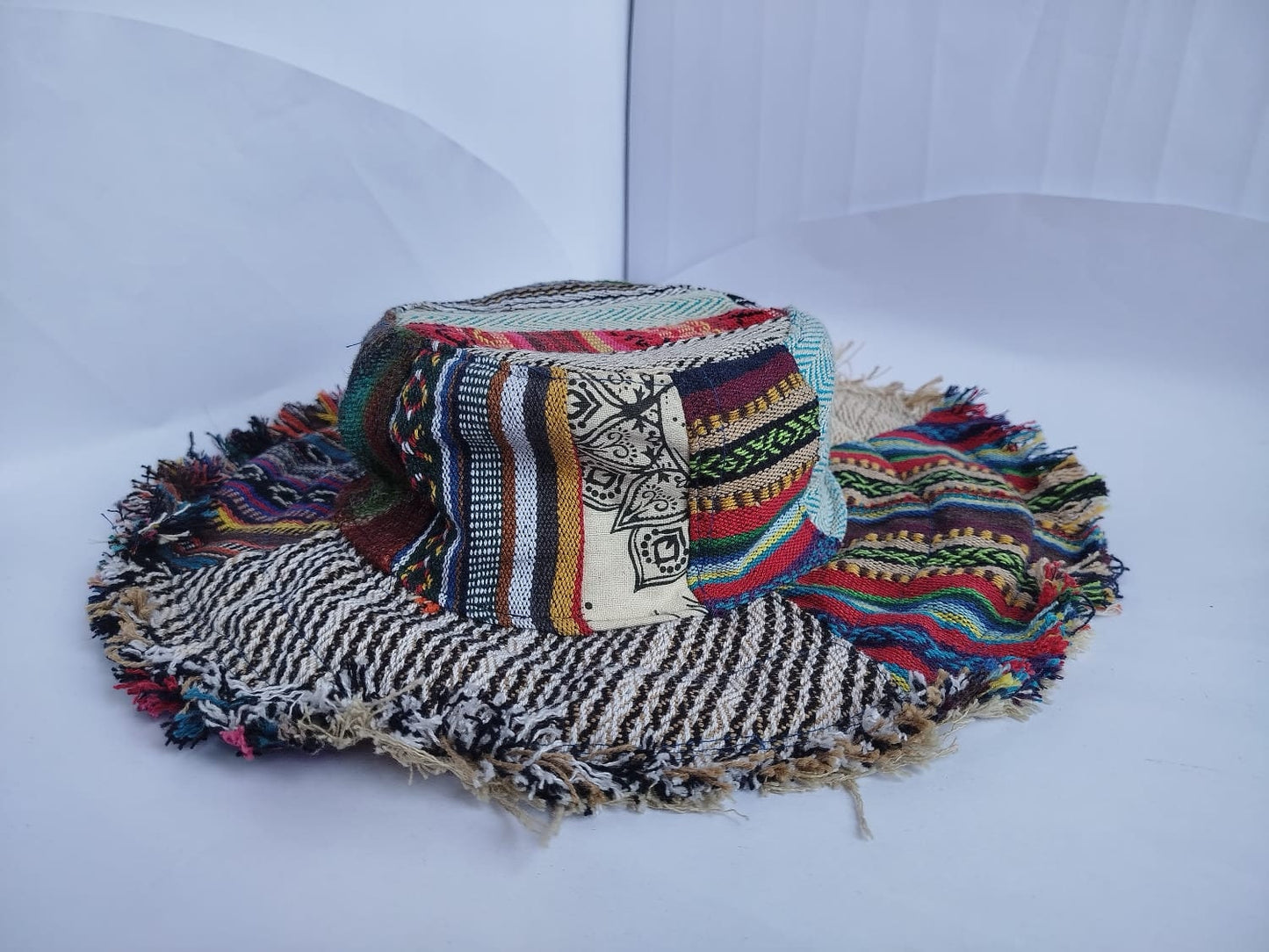 Hemp Summer Hat, Handmade Nepal Hemp Hat Multipatch