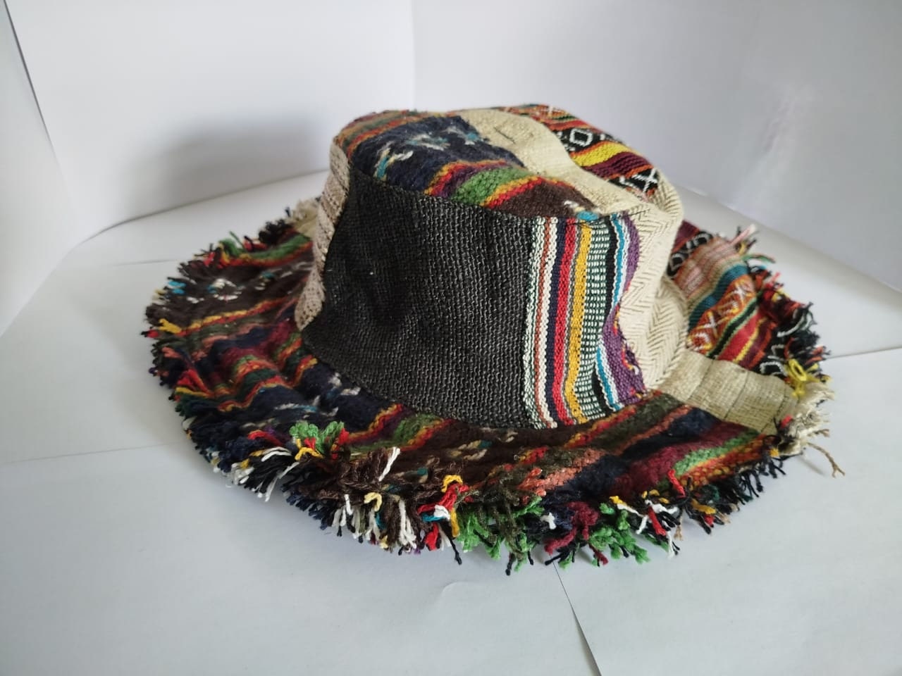 Hemp Summer Hat, Handmade Nepal Hemp Hat Multipatch