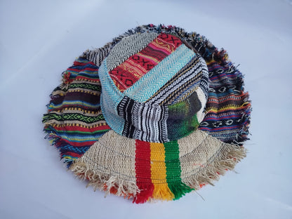 Hemp Summer Hat, Handmade Nepal Hemp Hat Multipatch