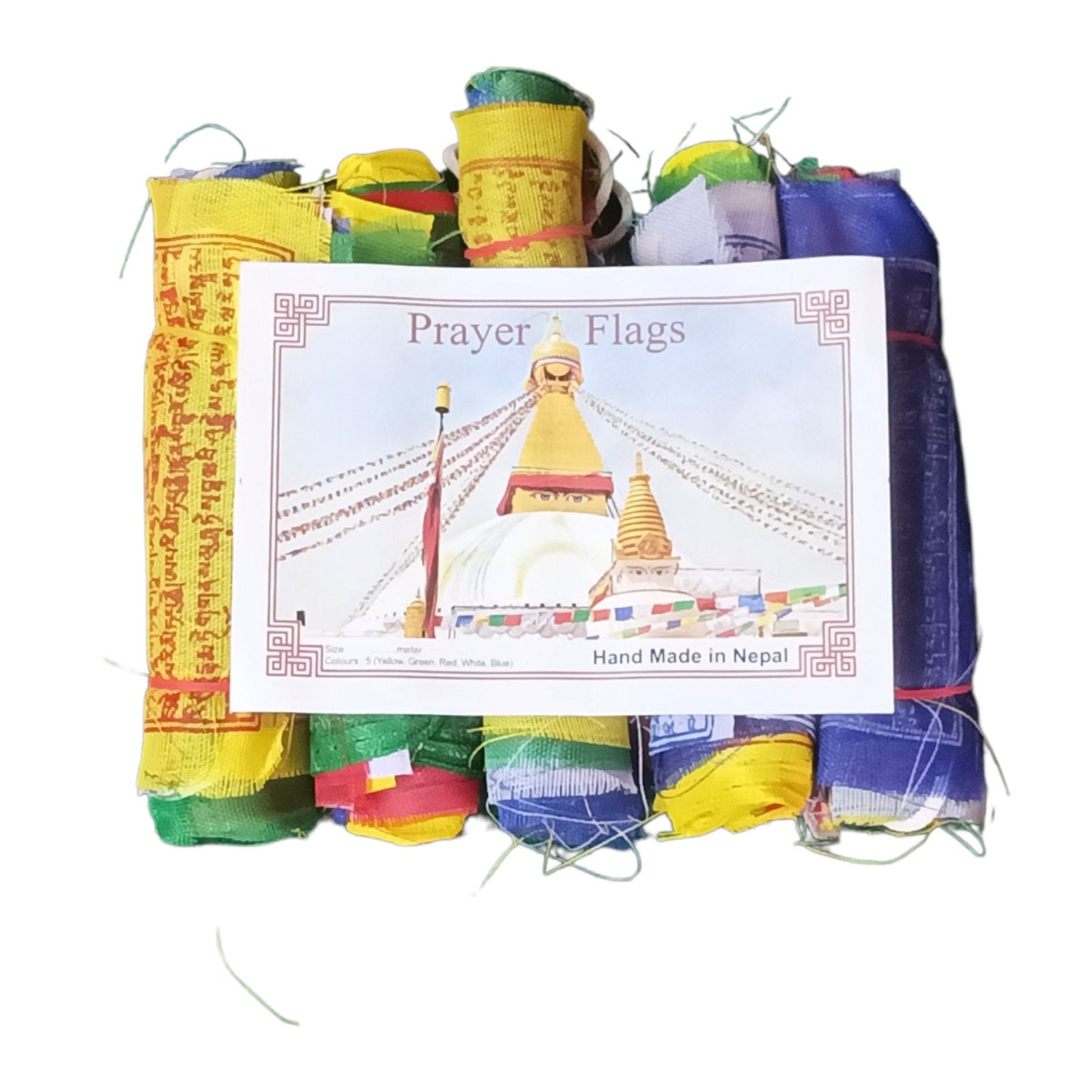 Prayer Flags Om Ma Ni Padme Hum Tibetan Buddhist Flags, Lungta Wind Horse, handmade in Nepal, Seven Chackra, Pancha Buddha