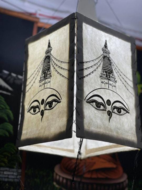 Handmade Nepali Kagaj AKA Lokta Paper Lampshades, Lampshade Handmade Paper lamp shades, Ecofriendly, Buddha