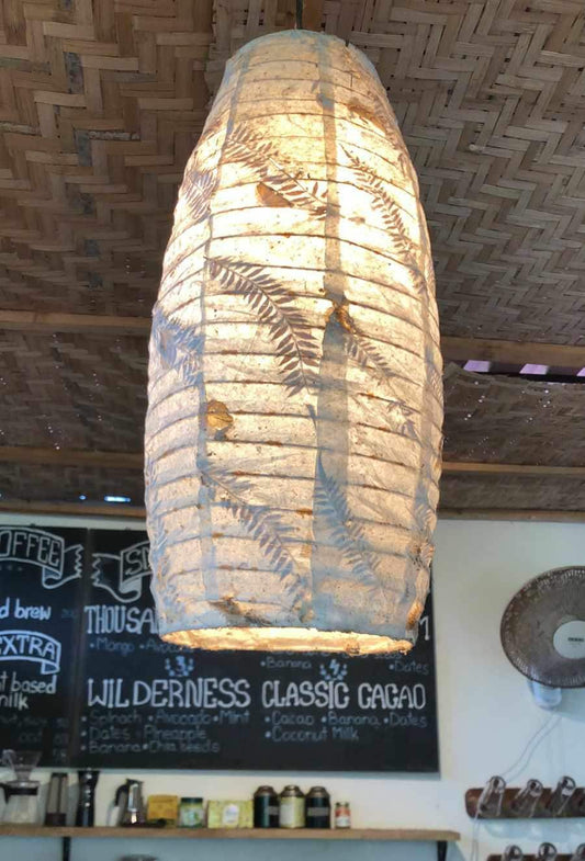 Handmade Nepali Kagaj AKA Lokta Paper Lampshades, Lampshade Handmade Paper lamp shades, Ecofriendly, Oval Leaf