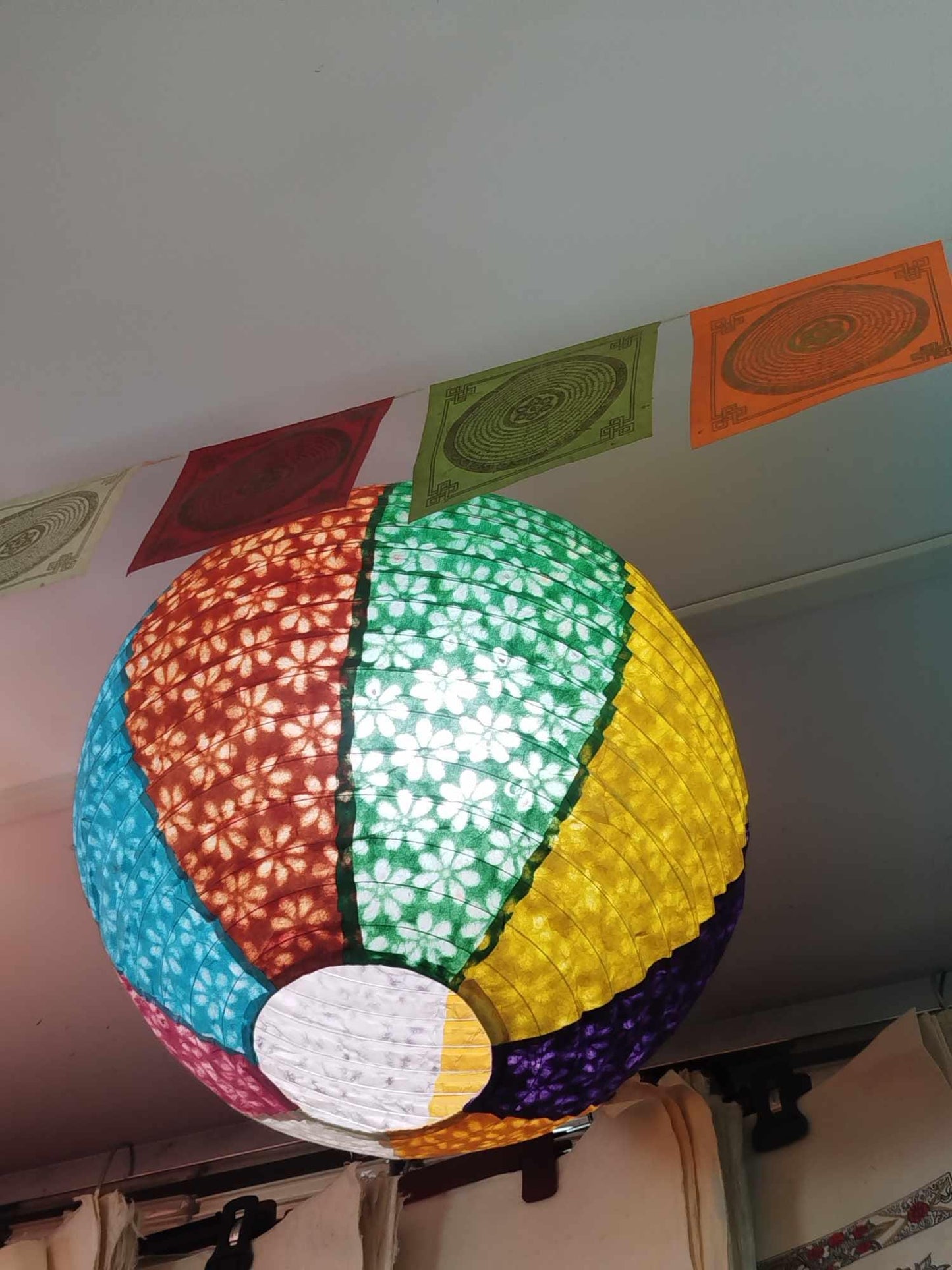 Lokta Paper Lampshade - Handmade Rice Paper Lampshade - Nepali Kagaj Half Jali Design