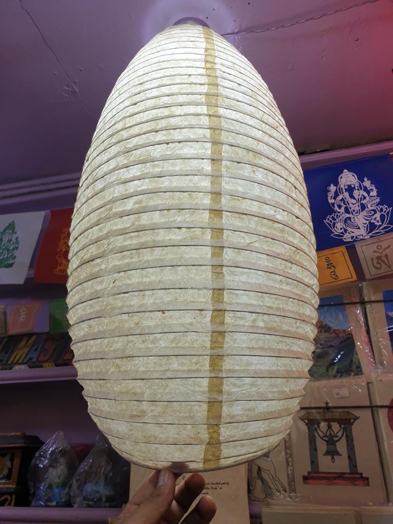 Handmade Nepali Kagaj AKA Lokta Paper Lampshades, Lampshade Handmade Paper lamp shades, Ecofriendly, Oval