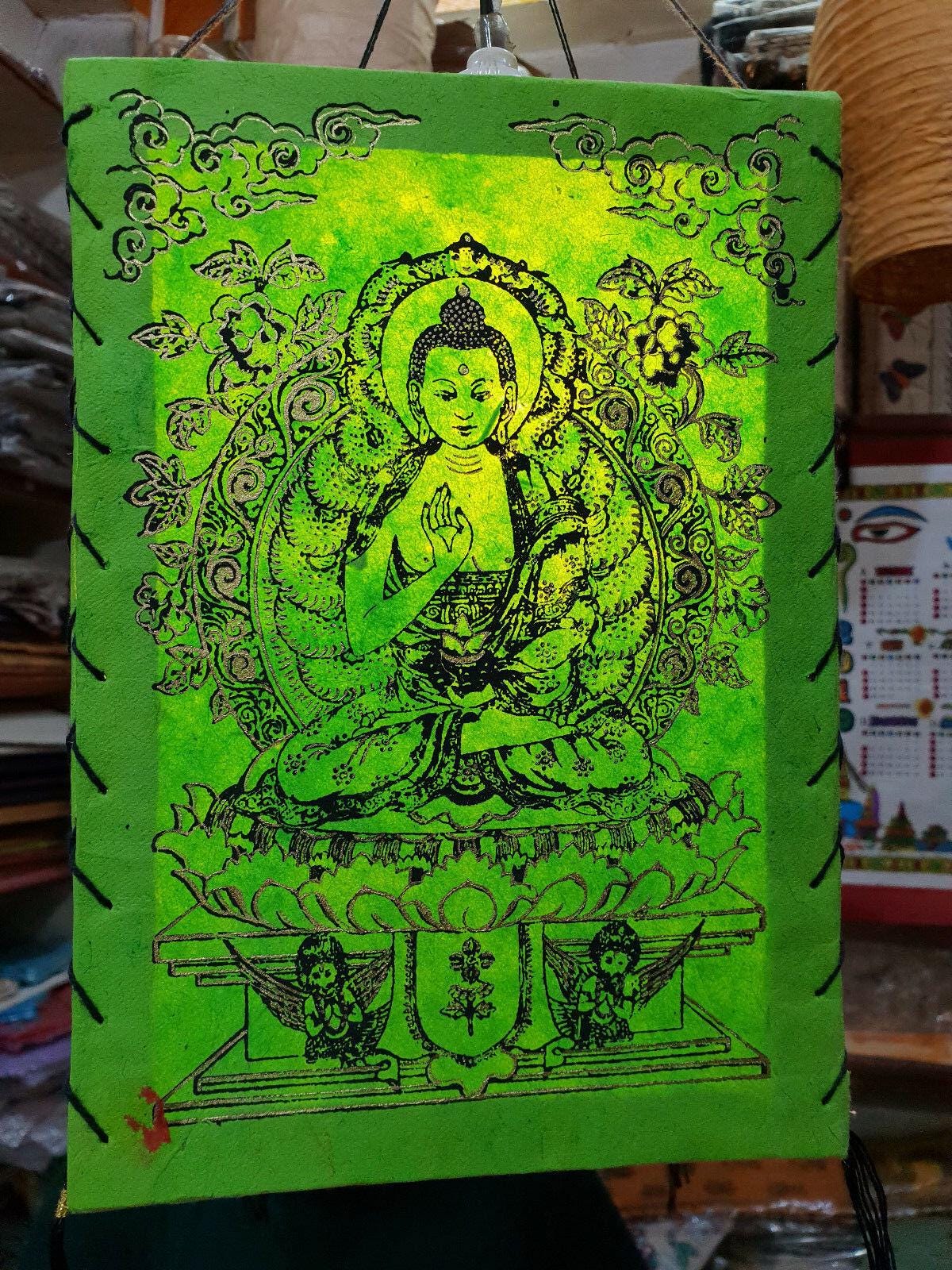 Amogsiddhi Buddha , Handmade Nepali Kagaj AKA Lokta Paper Lampshades, Lampshade Handmade Paper lamp shades, Ecofriendly,