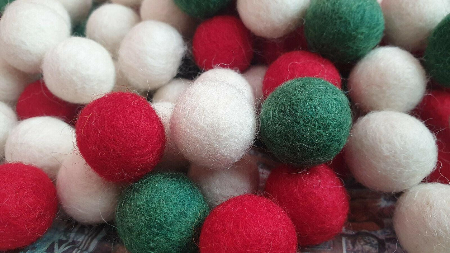 2cm| 50pcs Felt Balls Pom Pom Handmade Crafts ,nursery, beads garland, making felt balls, Christmas theme, kids Crafts, Red , White, Green