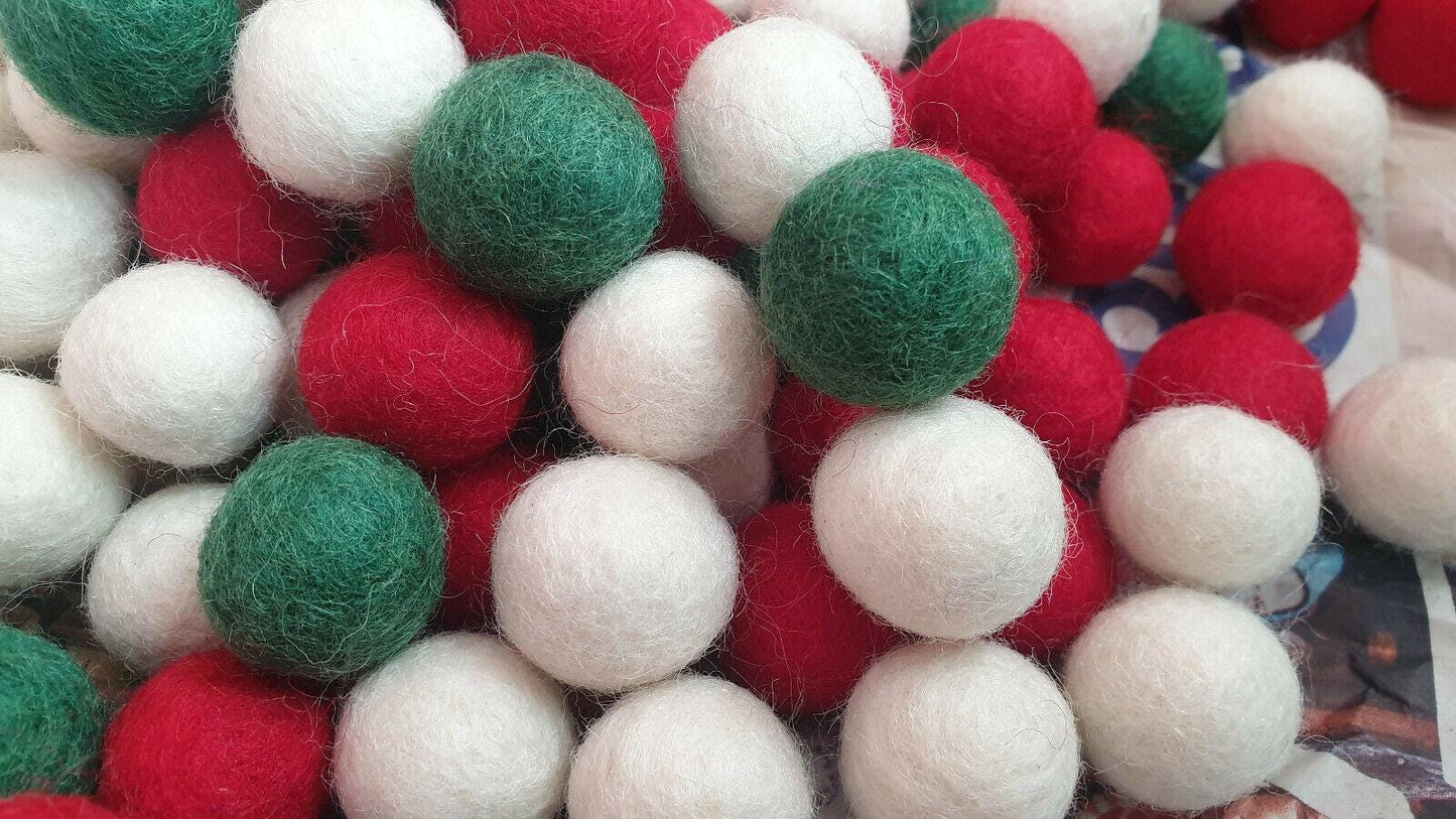 2cm| 50pcs Felt Balls Pom Pom Handmade Crafts ,nursery, beads garland, making felt balls, Christmas theme, kids Crafts, Red , White, Green