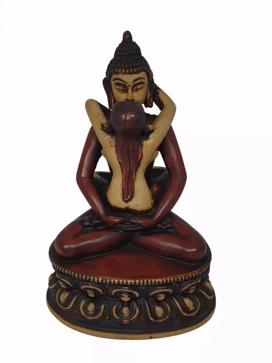 Buddha Shakti Yab Yum Resin Statue 5", Handmade Buddha Statue , Samanthabhadra Buddha Shakti Resin Statue Handmade