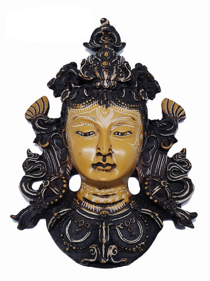 Tibet Tibetan Buddhism Green Tara Face Mask Wall Hanging Resin Statue Handmade and Carving Tara Statue