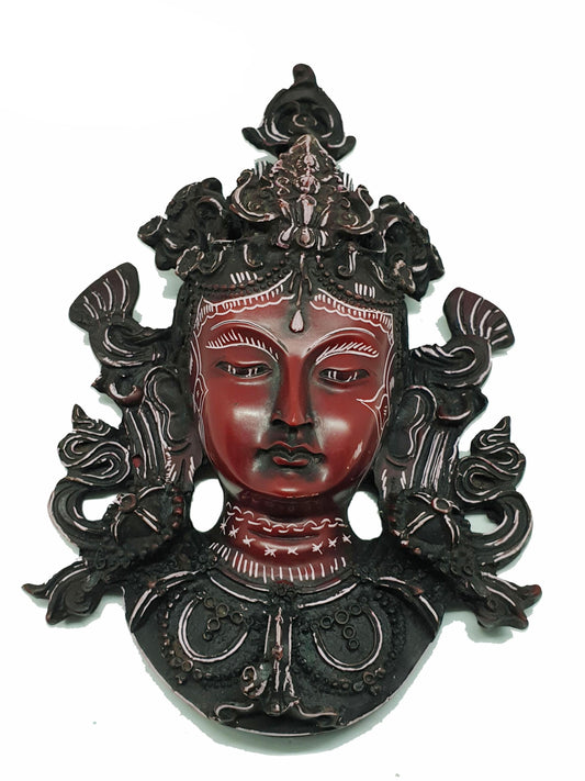 Tibet Tibetan Buddhism Green Tara Face Mask Wall Hanging Resin Statue Handmade and Carving Tara Statue