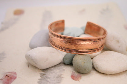 Pure Copper Bracelet - Healing Bracelet - Copper Cuff Bangle - Handmade in Nepal - Ideal for Gift, Hand beaten Flat