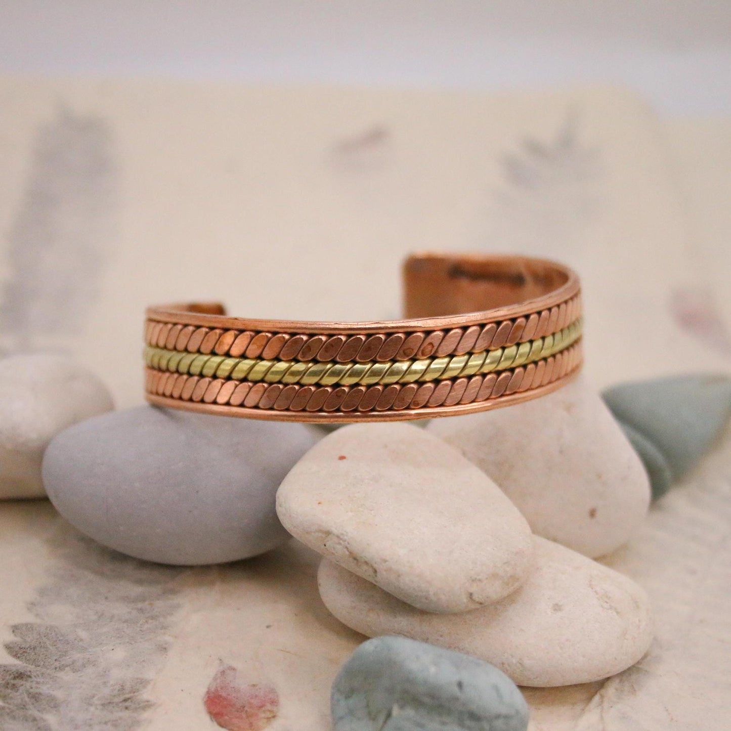 Pure Copper Bracelet - Healing Bracelet - Copper Cuff Bangle - Handmade in Nepal - Ideal for Gift, Braided Hand Beaten Tri Lay