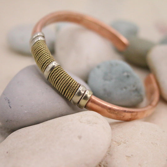 Pure Copper Bracelet - Healing Bracelet - Copper Cuff Bangle - Handmade in Nepal - Ideal for Gift, Brass Spiral