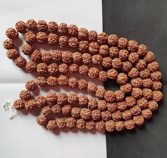 Rudraksha Mala Jaapa Beads , Rudraksha 108 +1 Meditation Mala , Nepali 5 Mukhi Rudraksha Loose Beads