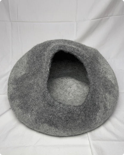 Handmade Felt Cat Cave -  Woolen Cocoon 50cm Gray Mix Cat Bed