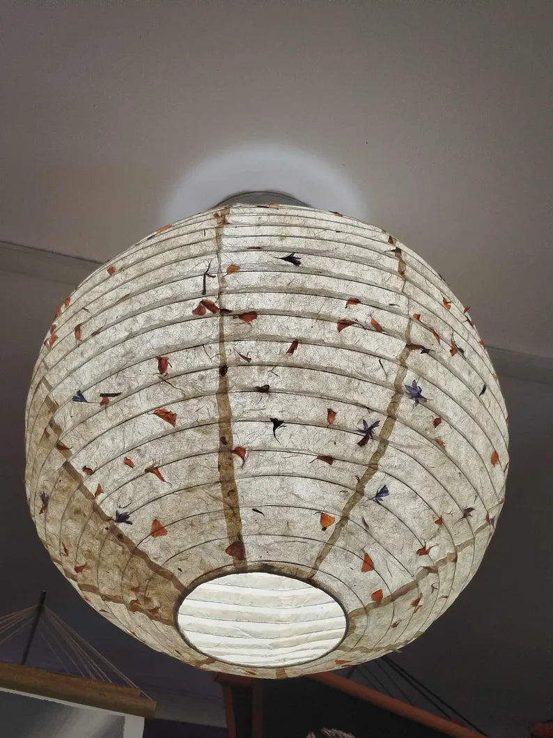 Lokta Paper Lampshade - Handmade Rice Paper Lampshade - Nepali Kagaj Half Jali Design