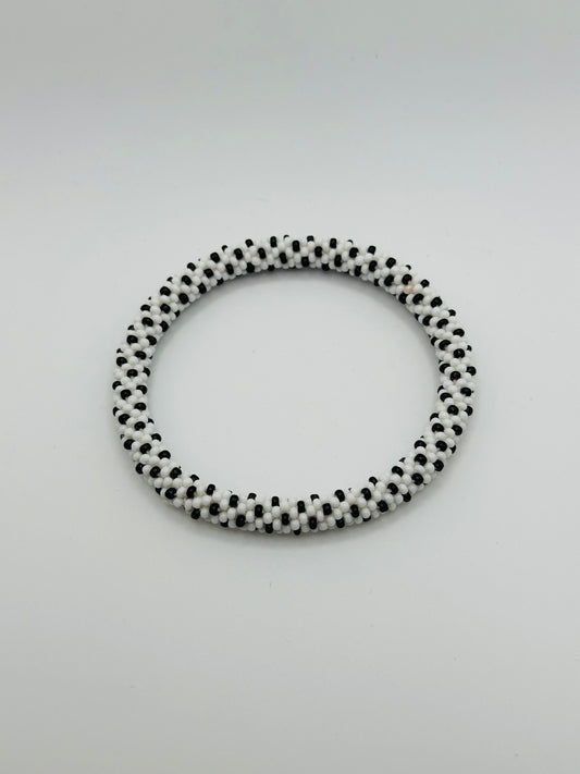 Handmade beads bracelet on black and white