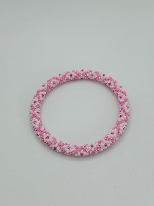 Pink handmade beaded bracelet