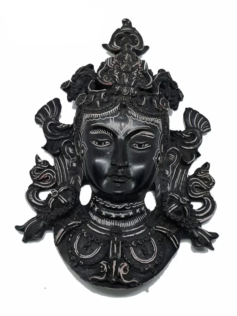 Handmade Black Green Tara Statue | Tibetan Resin Decor