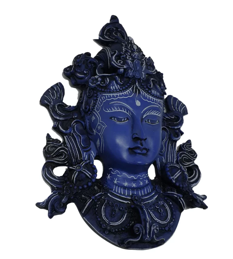 Handmade Blue Green Tara Statue | Tibetan Resin Decor
