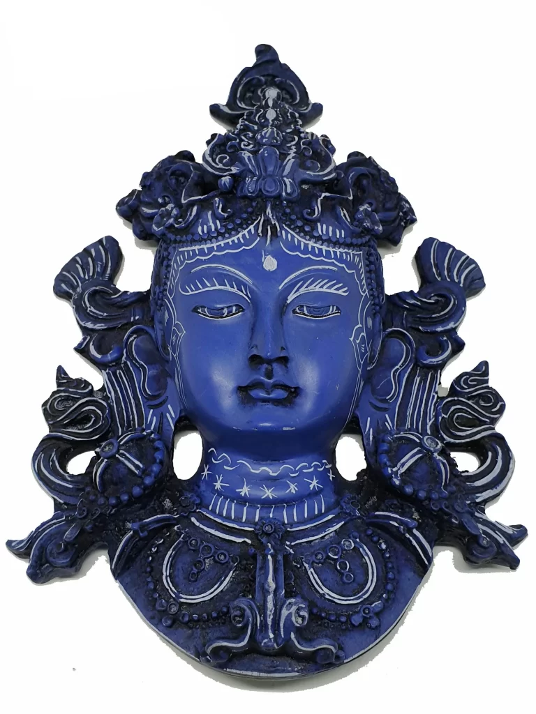 Handmade Blue Green Tara Statue | Tibetan Resin Decor