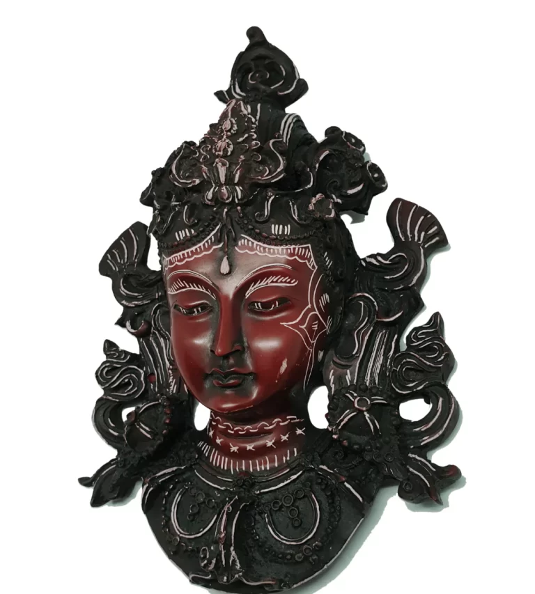 Handmade Coral Green Tara Statue | Tibetan Resin Decor