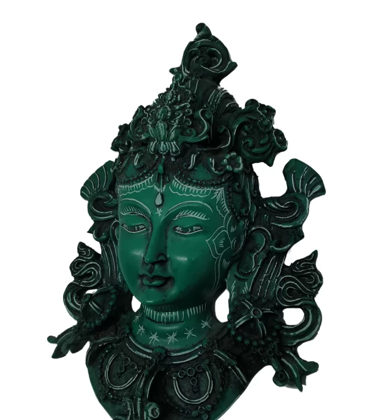 Handmade Turquoise Green Tara Statue | Tibetan Resin Decor