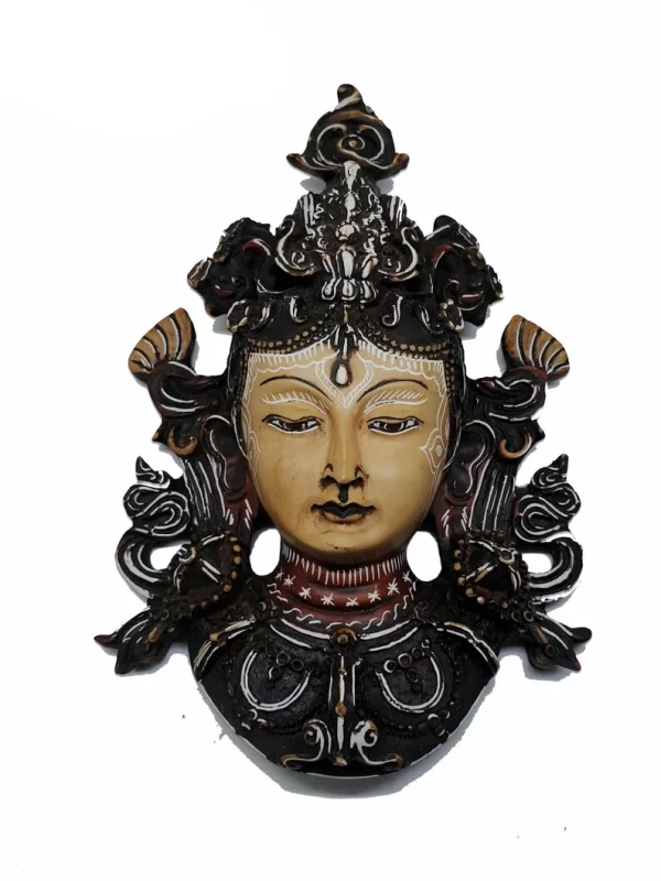 Handmade Cream Mixed Green Tara Statue | Tibetan Resin Decor