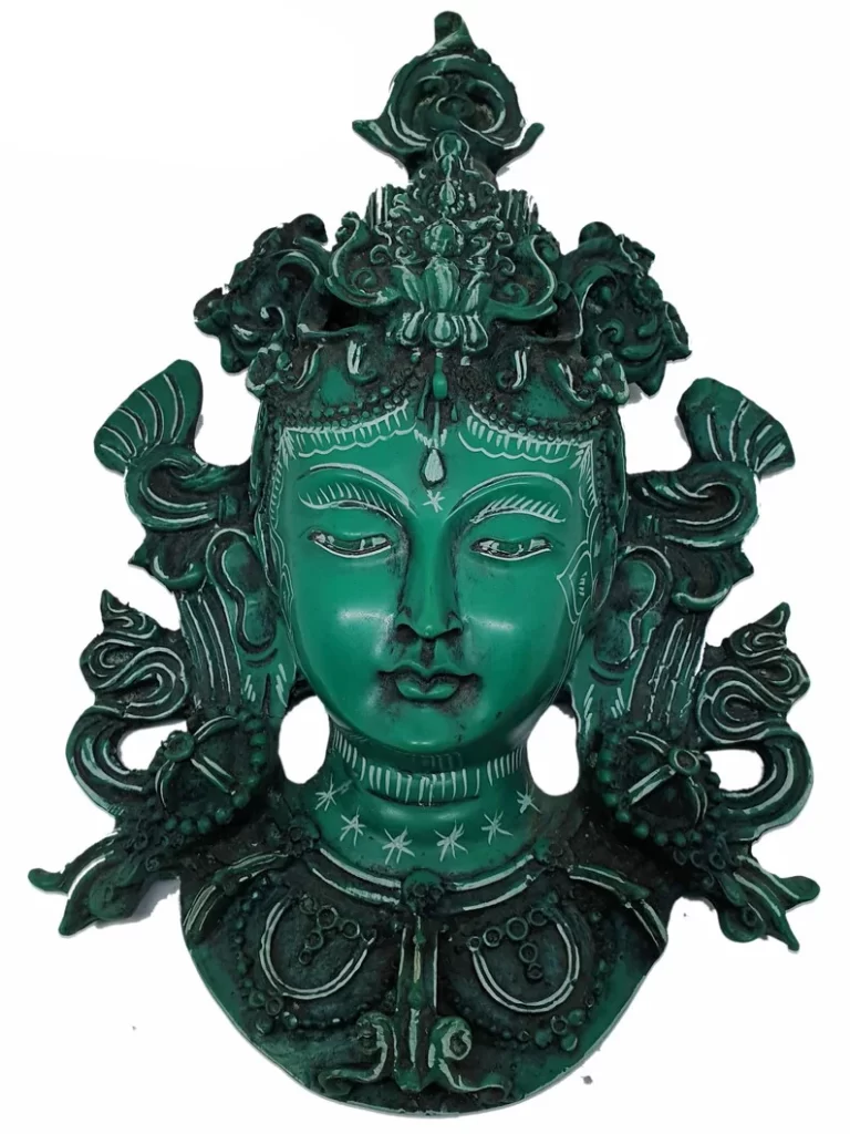 Handmade Turquoise Green Tara Statue | Tibetan Resin Decor