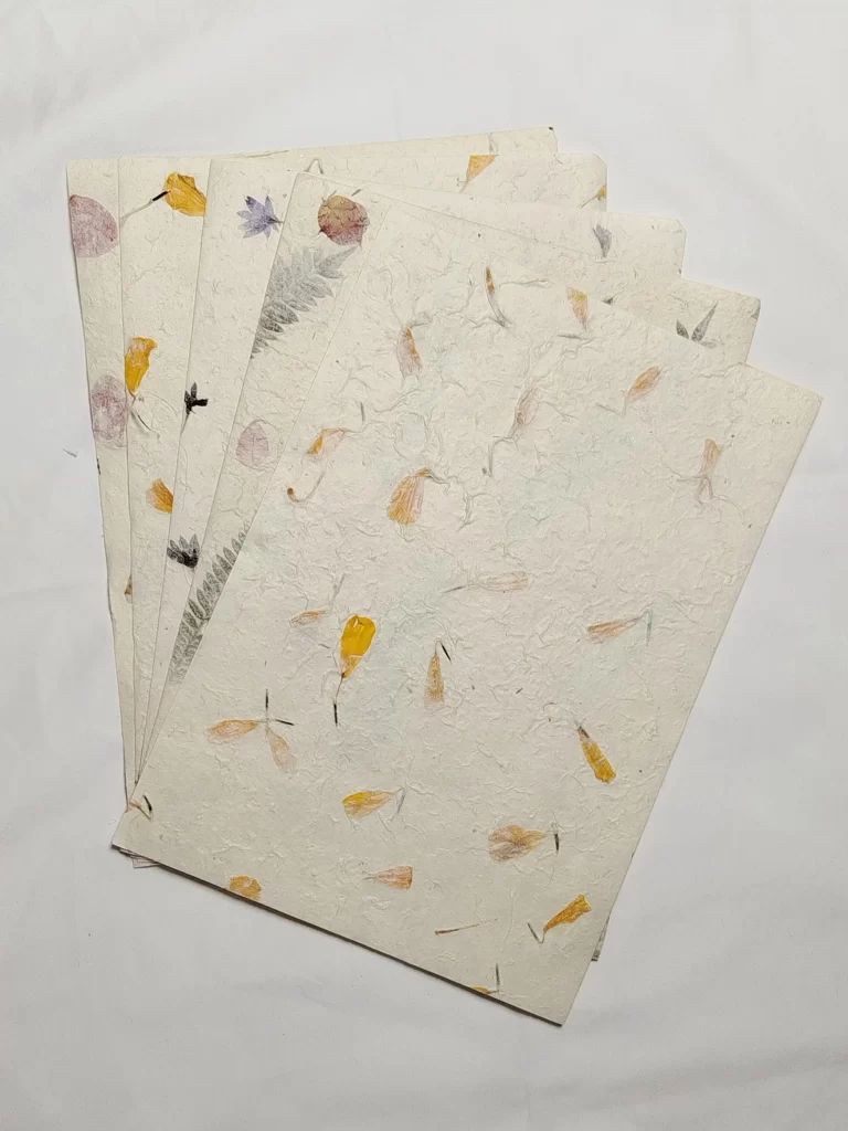 Handmade Paper A4 - Fern & Petal Mix - Eco-friendly Lokta Paper