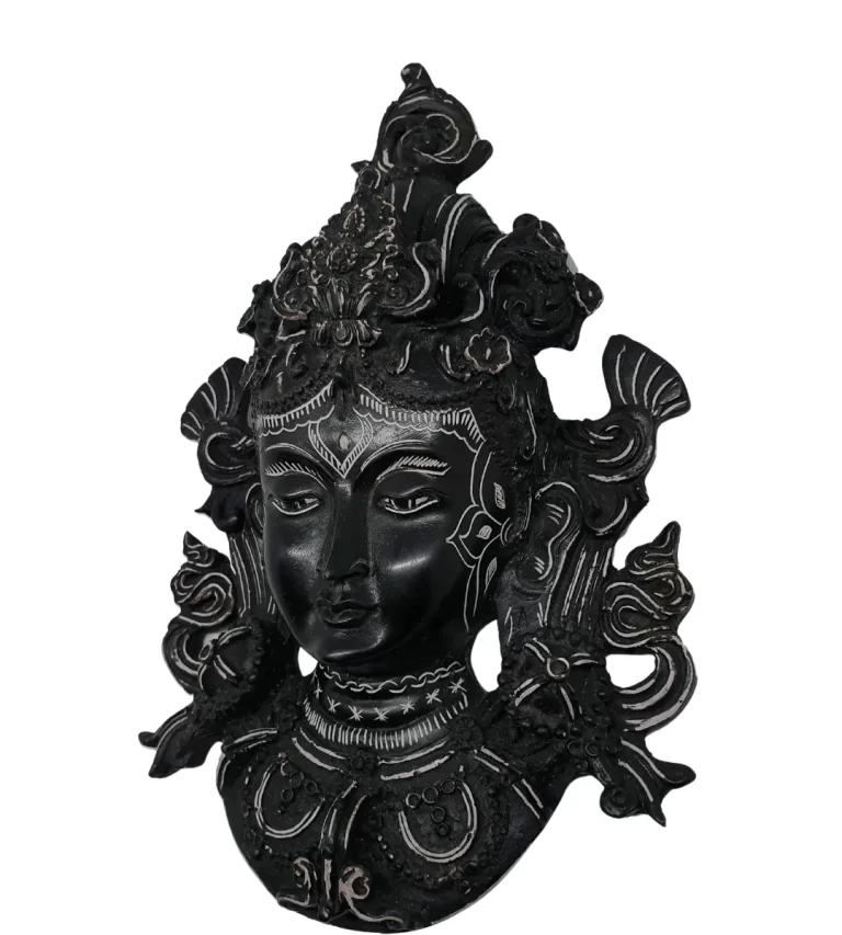 Handmade Black Green Tara Statue | Tibetan Resin Decor