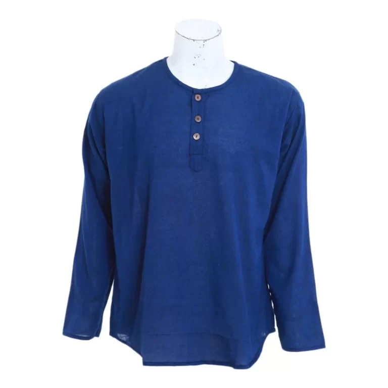 Handmade Lightweight Cotton Shirt | Summer Essential | Casual Style | Eco-Friendly Gift ! Classic Blue Kurtha