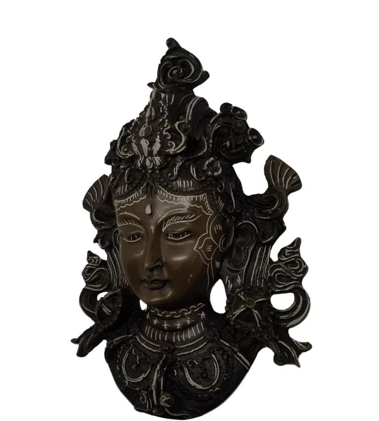Handmade Brown Green Tara Statue | Tibetan Resin Decor