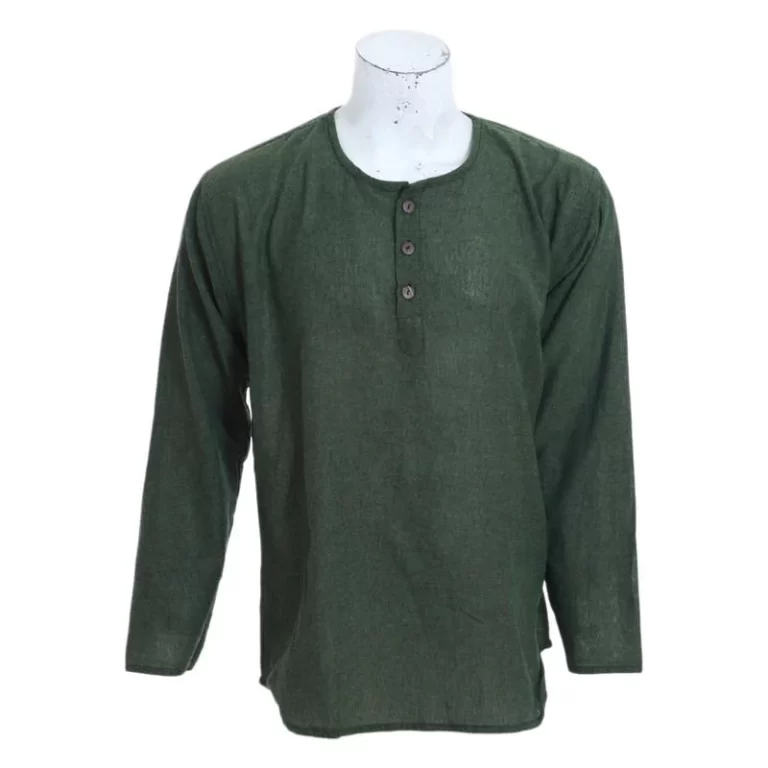 Handmade Lightweight Cotton Shirt | Summer Essential | Casual Style | Eco-Friendly Gift ! Classic Green Kurtha
