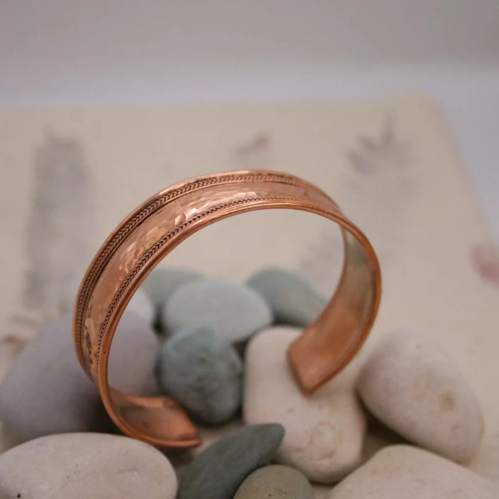 Pure Copper Bracelet - Flat Hand Beaten Copper Bracelet