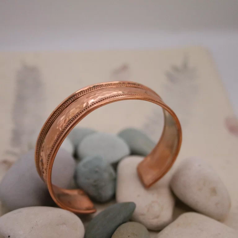 Pure Copper Bracelet - Flat Hand Beaten Copper Bracelet