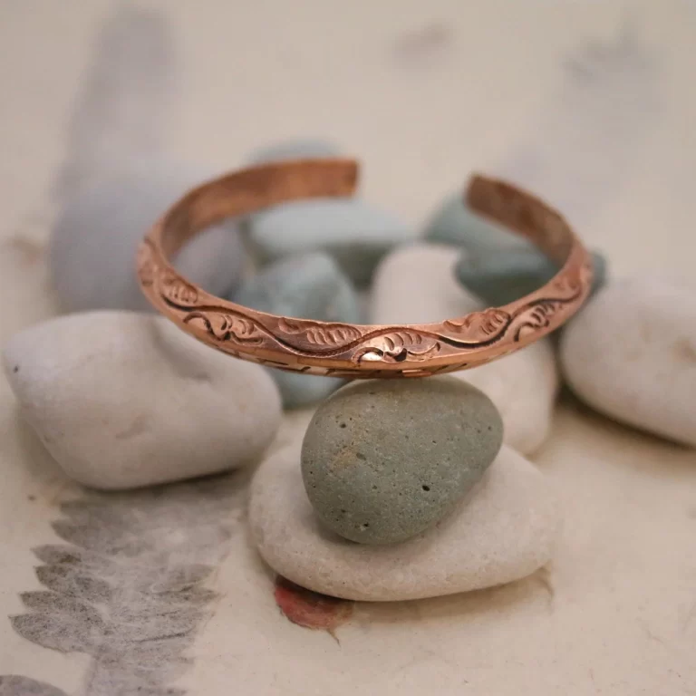 Kada Carved Copper Bracelet - Tibetan Copper Bracelet for Men