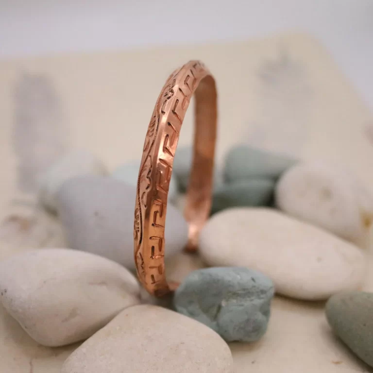 Kada Carved Copper Bracelet - Tibetan Copper Bracelet for Men