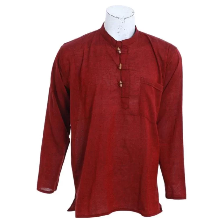 Handmade Lightweight Cotton Shirt | Unisex Thin Fabric Top | Summer Essential | Casual Style | Eco-Friendly Gift ! Maroon
