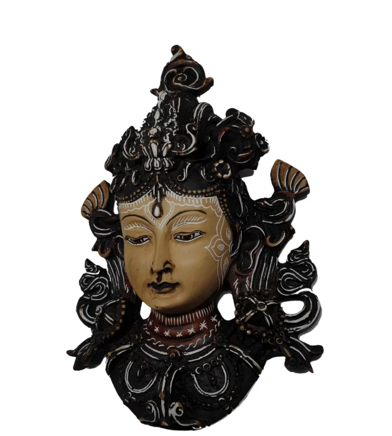 Handmade Cream Mixed Green Tara Statue | Tibetan Resin Decor