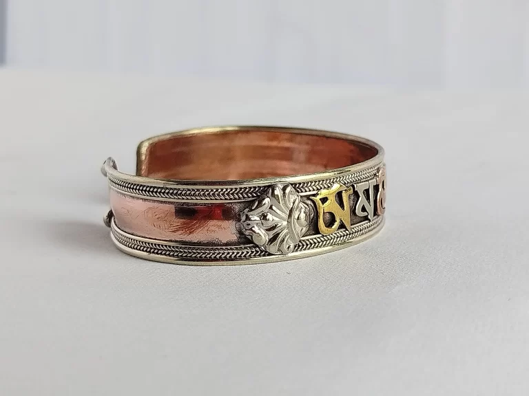 Om Mani Padhme Copper Bracelet - tri metal - Pure Copper Bracelet