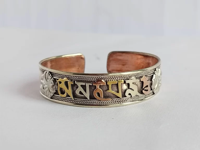 Om Mani Padhme Copper Bracelet - tri metal - Pure Copper Bracelet