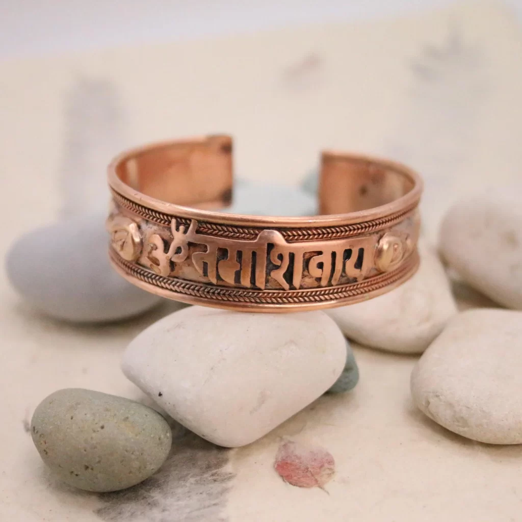 Pure Copper Bracelet - Healing Bracelet - Copper Cuff Bangle - Handmade in Nepal - Ideal for Gift, OM Namah Shivaye Carved